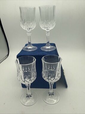 4 Cristal D'Arques Longchamp 2 oz lead Crystal Cordial Liqueur Sherry Glasses 5”